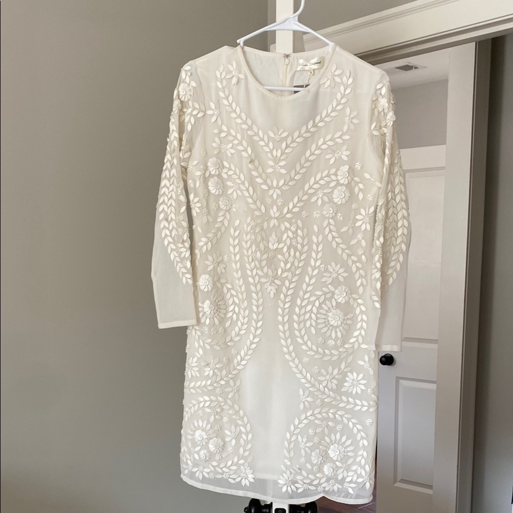 White Embroidered Dress Anthropologie NWT